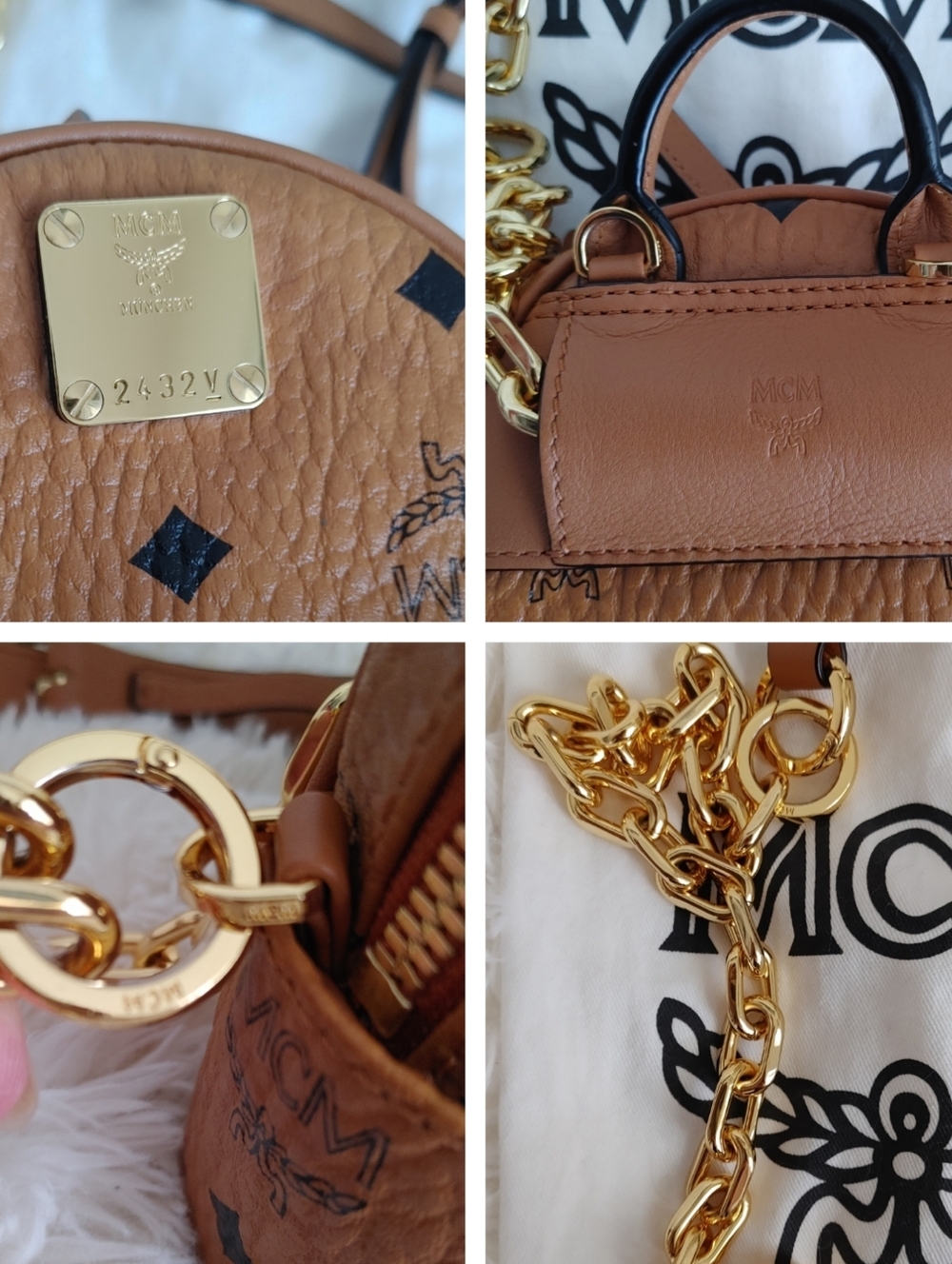 MCM Viesto Monogram Canvas Leather Convertible Bag - Picture 13 of 16